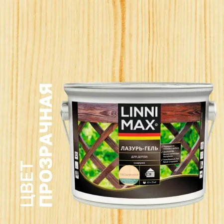 Лазурь-гель для дерева Linnimax полуматовая прозрачная 2.5 л камистад бэби гель для десен 20 гр