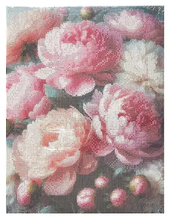 Алмазная мозаика. Классическая, с подрамником, с полным заполнением. Огромные пионы 30х40, 30 цветов