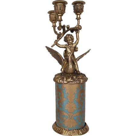 Подсвечник Glasar ребенок на лебеде, держащий в руках подсвечник для 3х свечей, 13x10x31 см