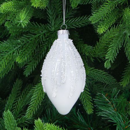 Игрушка ёлочная Yancheng Shiny с белым бисером 6,5х13 см