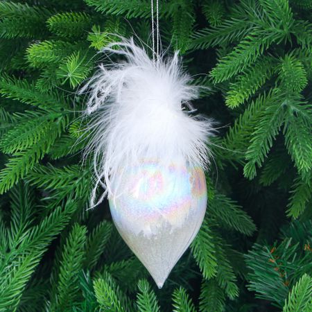 Игрушка ёлочная Yancheng Shiny блестящая с перьями 7х7х14 см