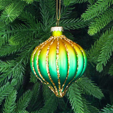 Игрушка ёлочная Yancheng Shiny шар жёлто-зелёный с орнаментом