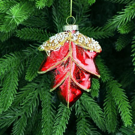 Игрушка ёлочная Yancheng Shiny кленовый лист 7,5х3х10 см