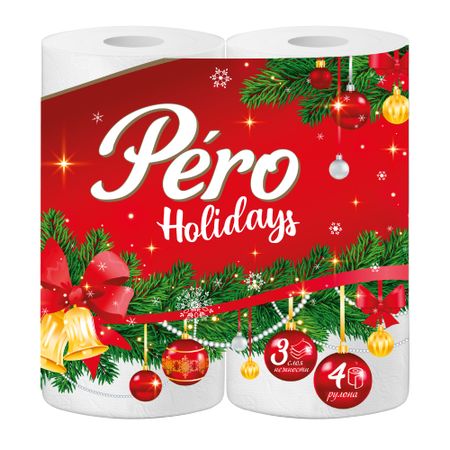 Туалетная бумага Pero Holidays 3-слойная 4 рулона