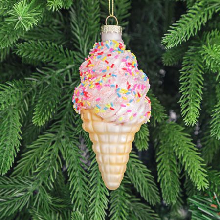 Игрушка ёлочная Yancheng Shiny украшение стеклянное мороженое 6х13,5 см