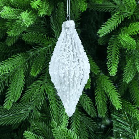 Игрушка ёлочная Yancheng Shiny белая с бисером 6х13 см