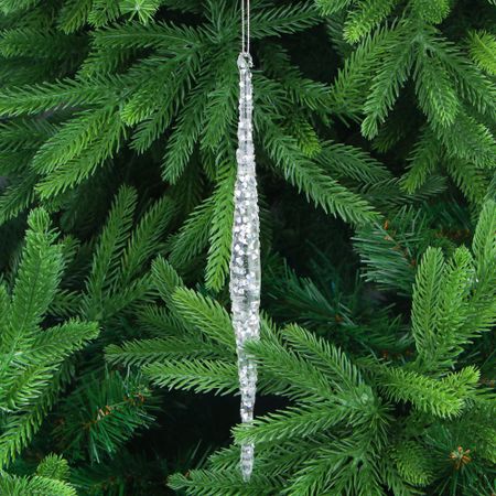 Игрушка ёлочная Yancheng Shiny украшение стеклянное сосулька прозрачная 1,8х25 см