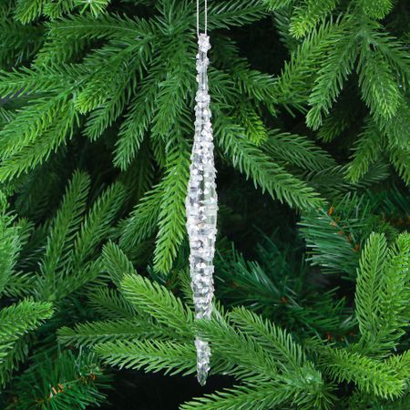 Игрушка ёлочная Yancheng Shiny украшение стеклянное сосулька прозрачная 1,5х20 см
