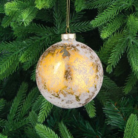 Игрушка ёлочная Yancheng Shiny шар стеклянный золотистый Винтаж 10 см