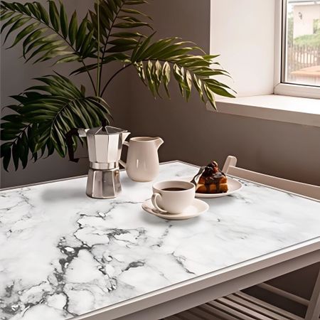 Скатерть ПВХ 60х90 см Белый мрамор белая/серая лен   белая скатерть дорожка