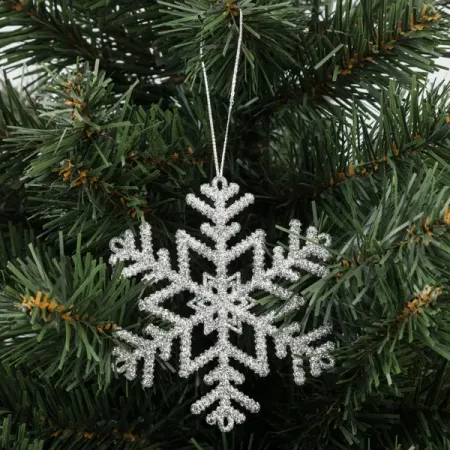 Елочная игрушка «Снежинка» 10 см серебряный
