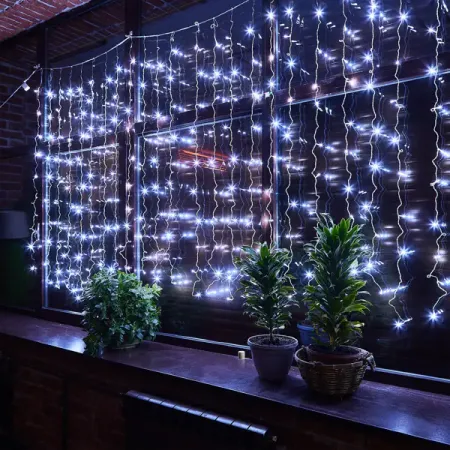 Гирлянда светодиодная занавес Uniel электрическая 3x2 м белый свет 8 режимов 160 ламп цвет прозрачный