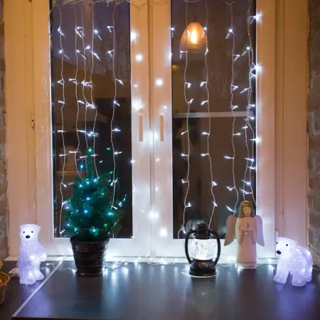 Электрогирлянда комнатная занавес 1.5х1м 96 ламп теплый белый свет 8 режимов работы