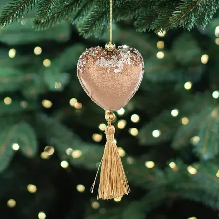 Украшение декоративное подвесное Сердце 18x8 см бежевый