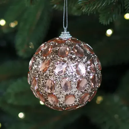 Шар елочный Инди ø8 см пластик бежевый