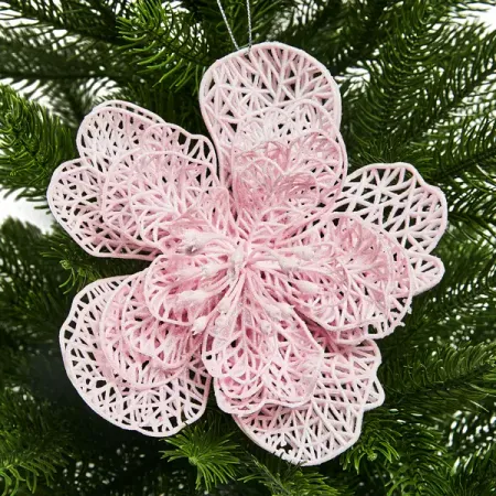 Новогоднее украшение Цветок рождественник 5x18 см цвет розовый