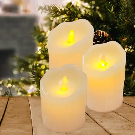 Светящаяся электрическая фигура Свечи теплый белый цвет света 15 см 3 шт.