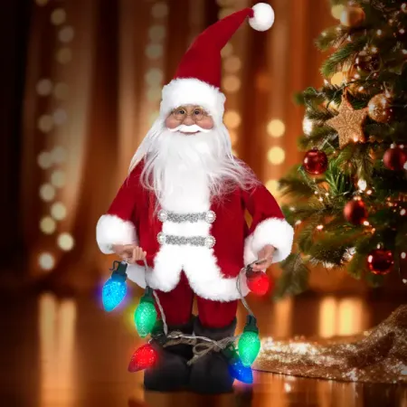 Светящаяся электрическая фигура Дед Мороз для дома 6 ламп 40 см красно-белый