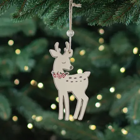 Елочная игрушка Олень 12x6 цвет бежевый