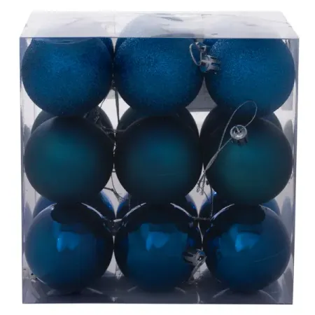 Набор елочных шаров Basic ø6 см пластик синий 18 шт. новогодний