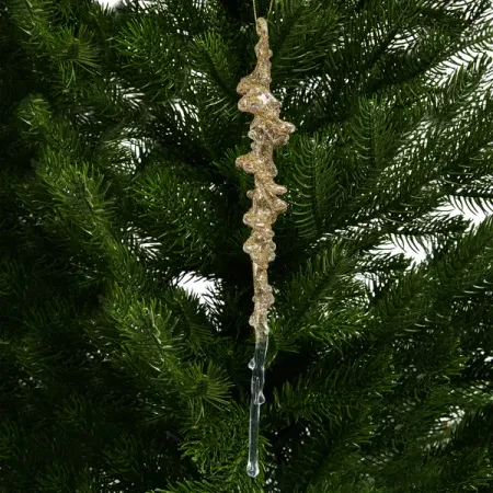 Новогоднее украшение Сосулька 22x4 см цвет золото