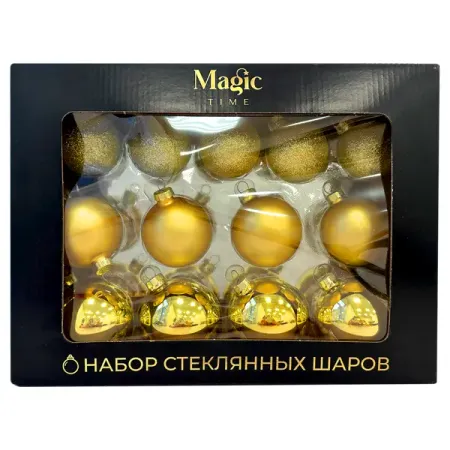 Набор елочных украшений Подвес ø5 см стекло золотой 26 шт.