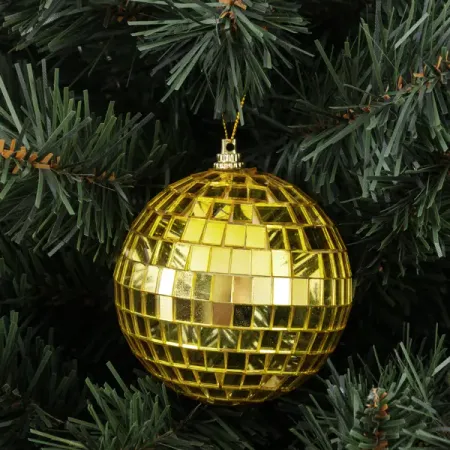 Елочный шар «Диско-шар» ø8 см пластик золотой