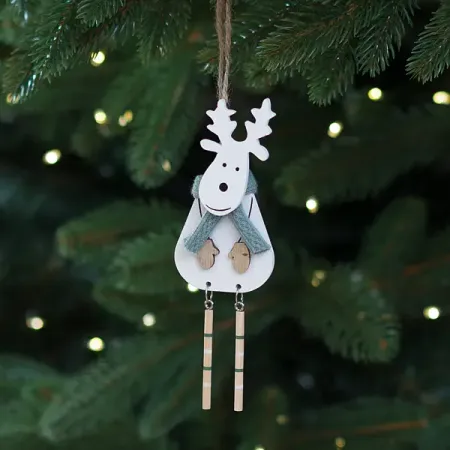 Елочная игрушка Олень 15x5 цвет белый