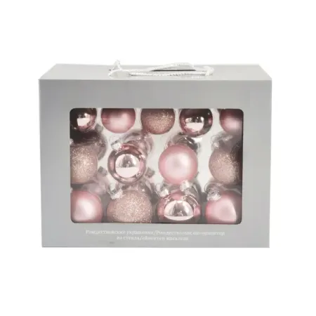 Набор новогодних шаров Christmas ø6 см цвет розовый 26 шт. из 4 х новогодних шар d7 см