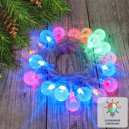 Электрогирлянда комнатная Нить 4 м 20 ламп разноцветный 8 режимов работы