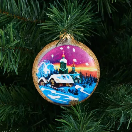 Елочное украшение Пейзаж КУ-80-224232 Коломеев 10x9 см