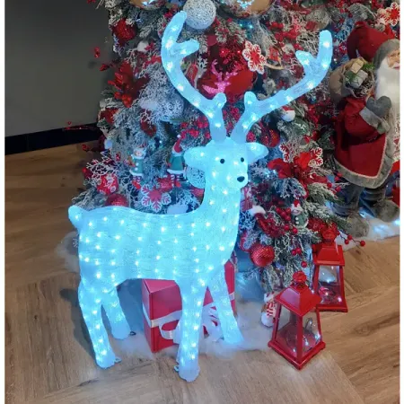 Светящаяся электрическая фигура «Олень» для улицы 200 ламп, 100 см, цвет холодный белый