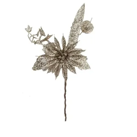 Новогоднее украшение Цветок искусственный 261897 17x17 см цвет серебро
