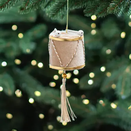 Украшение декоративное подвесное Барабан 15x6 см бежевый