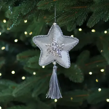 Украшение декоративное подвесное Звезда 19x11.5 см серебристый