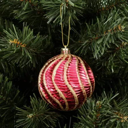 Елочный шар «Изгибы» ø8 см пластик красный