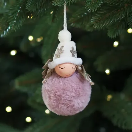 Елочная игрушка Ангел 10x4.5 цвет розовый
