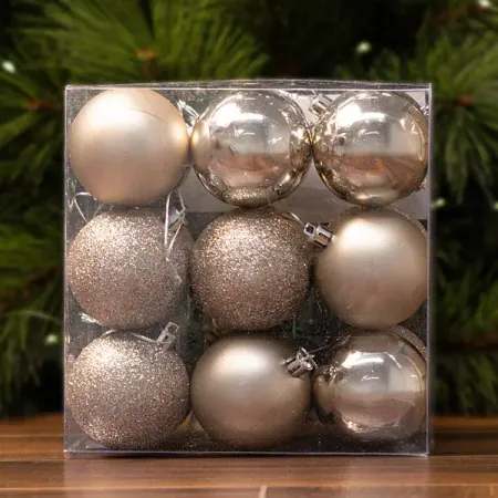 Набор елочных шаров Basic ø6 см пластик бежевый 18 шт. новогодний