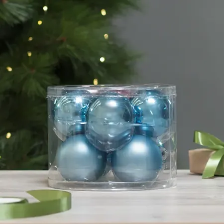 Набор елочных шаров Glass ø8 см стекло голубой 8 шт.