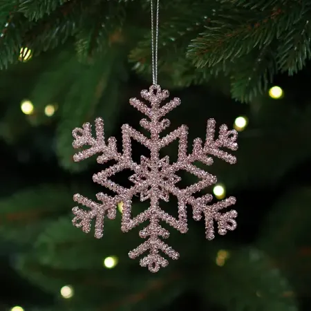 Елочная игрушка Снежинка блестящая 10.3x9 цвет розовый