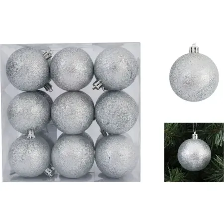 Набор елочных шаров ø6 см пластик серебряный 18 шт.