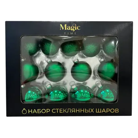 Набор елочных украшений Подвес ø5 см стекло зеленый 26 шт.