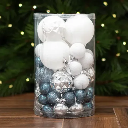 Набор новогодних шаров Christmas ø8 см цвет синий 50 шт. елочных шаров новогодних чудес черное золото 4 шт 6 см пластик 7582542