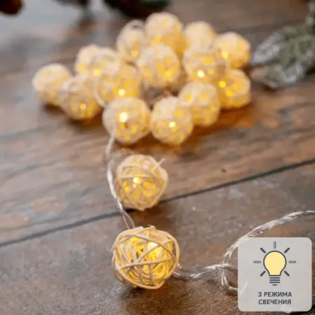 Электрогирлянда Auralight Плетеные шарики 4 м 20 ламп теплый желтый цвет света 3 режима работы светлана евгеньевна большакова алалия основной этап работы километры речи синтаксис и морфология междисциплинарный подход книга вторая