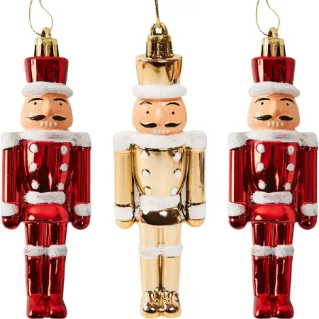 Елочная игрушка Щелкунчик 12.8x12.3 цвет красный 3 шт.