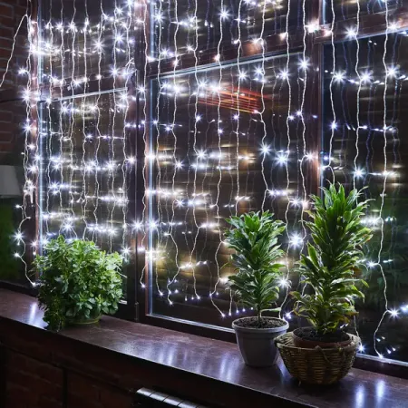 Гирлянда светодиодная занавес Uniel электрическая 3x2 м белый свет 1 режим 264 лампы цвет прозрачный