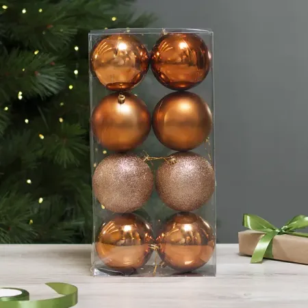 Набор елочных шаров Basic ø10 см пластик оранжевый 8 шт. елочных шаров новогодних чудес черное золото 4 шт 6 см пластик 7582542