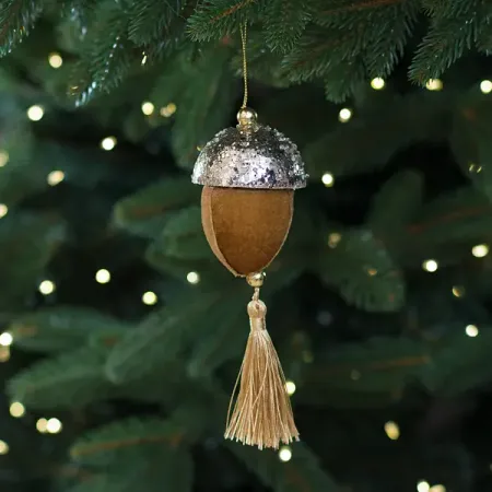 Украшение декоративное подвесное Желудь 19x6.5 см золотистый