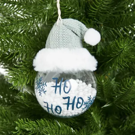 Елочное украшение Шар со шляпкой Christmas ø8 см цвет синий