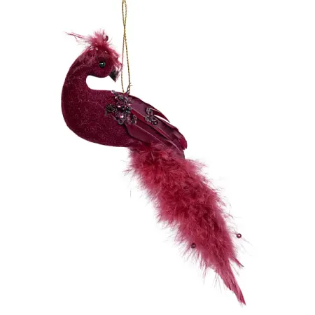 Елочная игрушка Птица 22x4.5 цвет розовый новогодняя